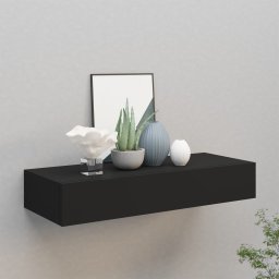 Gossi dulap de perete cu sertar, negru, 60x23,5x10 cm, mdf