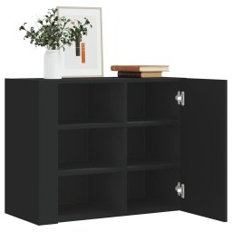 Gossi dulap de perete, negru, 75x35x60 cm, lemn prelucrat