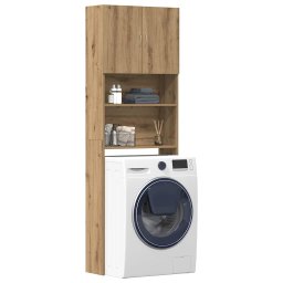 Gossi dulap masina de spalat din lemn stejar artizanal 64x24x190 cm