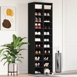 Gossi dulap pantofi stejar negru 54x34x183 cm lemn prelucrat