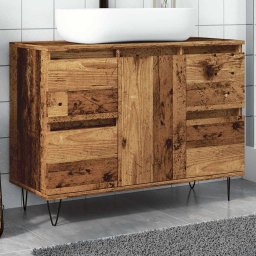 Gossi dulap pentru baie, lemn vechi, 80x33x60 cm, lemn prelucrat
