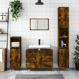 Gossi dulap pentru baie, stejar fumuriu, 80x33x60 cm, lemn compozit