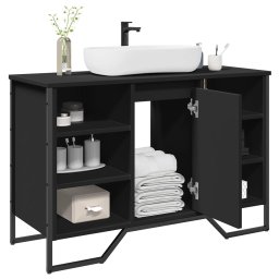 Gossi dulap pentru chiuveta baie, negru, 91x35x60 cm, lemn prelucrat