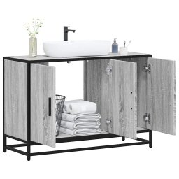 Gossi dulap pentru chiuveta de baie gri sonoma 90x33x60 cm lemn
