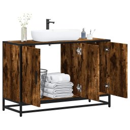Gossi dulap pentru chiuveta de baie stejar afumat 90x33x60 cm lemn