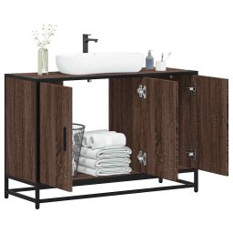 Gossi dulap pentru chiuveta de baie stejar maro 90x33x60 cm lemn