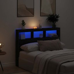 Gossi dulap pentru tablie cu led stejar negru 140x17x102 cm