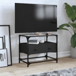 Gossi dulap tv blat sticla, negru, 60x35x51 cm lemn prelucrat