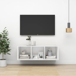 Gossi dulap tv montat pe perete, alb, 37x37x107 cm, pal