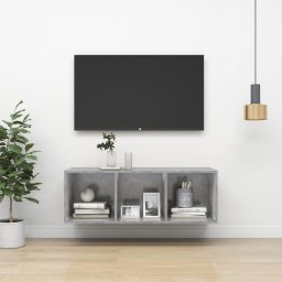 Gossi dulap tv montat pe perete, gri beton, 37x37x107 cm, pal