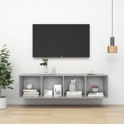 Gossi dulap tv montat pe perete, gri beton, 37x37x142,5 cm, pal