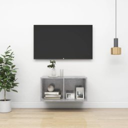 Gossi dulap tv montat pe perete, gri beton, 37x37x72 cm, pal