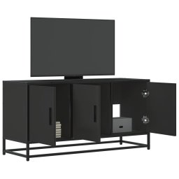 Gossi dulap tv negru, 100x35x50 cm lemn prelucrat si metal