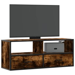 Gossi dulap tv stejar fumuriu 100x31x39,5 cm, lemn prelucrat si metal