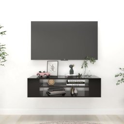 Gossi dulap tv suspendat, negru, 100x30x26,5 cm, pal