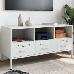Gossi dulap tv, alb, 100,5x39x50,5 cm, otel laminat la rece