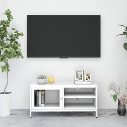 Gossi dulap tv, alb, 90x30x44 cm, otel si sticla
