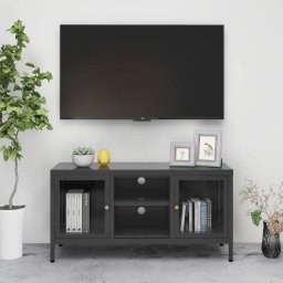 Gossi dulap tv, antracit, 105x35x52 cm, otel si sticla