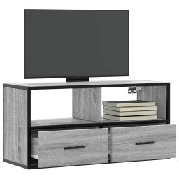 Gossi dulap tv, gri sonoma, 80x31x39,5 cm, lemn prelucrat si metal