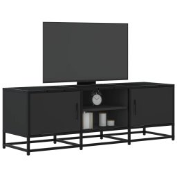 Gossi dulap tv, negru, 120x35x41 cm, lemn prelucrat si metal