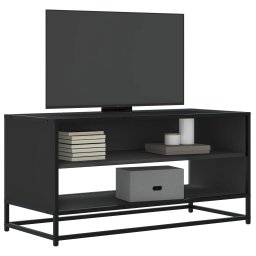 Gossi dulap tv, negru, 91x40x46 cm, lemn prelucrat si metal
