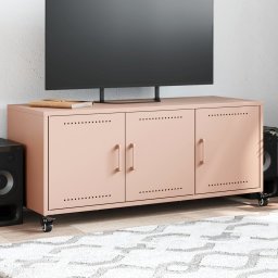 Gossi dulap tv, roz, 100,5x39x43,5 cm, otel laminat la rece