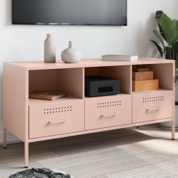 Gossi dulap tv, roz, 100,5x39x50,5 cm, otel laminat la rece