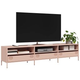 Gossi dulap tv, roz, 202x39x43,5 cm, otel laminat la rece