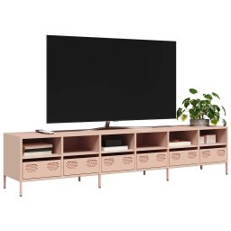 Gossi dulap tv, roz, 202x39x43,5 cm, otel laminat la rece