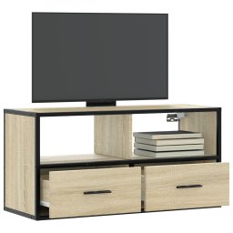 Gossi dulap tv, stejar sonoma, 80x31x39,5 cm, lemn prelucrat si metal