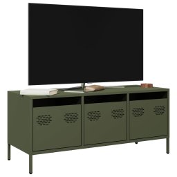 Gossi dulap tv, verde masliniu, 101,5x39x43,5cm, otel laminat la rece