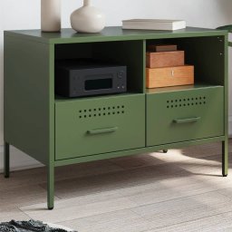 Gossi dulap tv, verde masliniu, 68x39x50,5 cm, otel laminat la rece