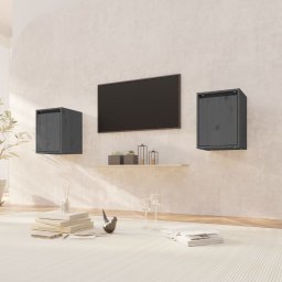 Gossi dulapuri de perete 2 buc. gri, 30x30x40 cm, lemn masiv de pin