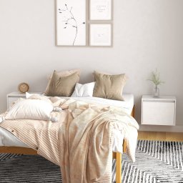 Gossi dulapuri de perete, 2 buc., alb, 45x30x35 cm, lemn masiv de pin