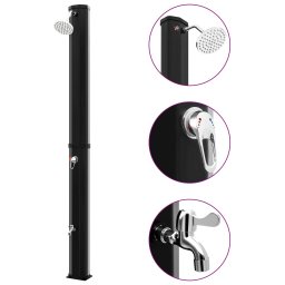 Gossi dus solar de exterior cu cap de dus si robinet, negru, 35 l