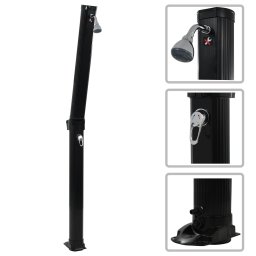 Gossi dus solar pliabil, negru, 214 cm, 23 l
