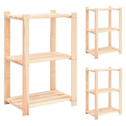 Gossi etajera cu 3 niveluri, 3 buc., 60x38x90 cm, pin masiv, 150 kg