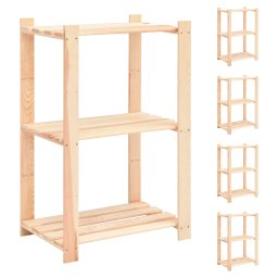 Gossi etajera cu 3 niveluri, 5 buc., 60x38x90 cm, pin masiv, 150 kg