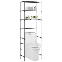 Gossi etajera peste toaleta cu 3 polite, negru, 53x28x169 cm