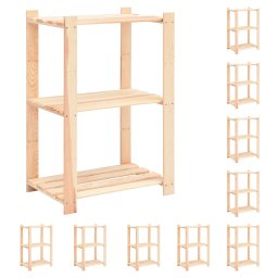 Gossi etajere cu 3 niveluri, 10 buc., 60x38x90 cm, pin masiv, 150 kg