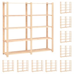 Gossi etajere cu 5 niveluri, 10 buc, 170x38x170 cm, pin masiv, 500 kg