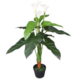 Gossi floare de cala crin artificiala cu ghiveci, 85 cm, alb