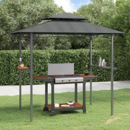 Gossi foisor gratar cu rafturi laterale, antracit 240x150x243 cm otel