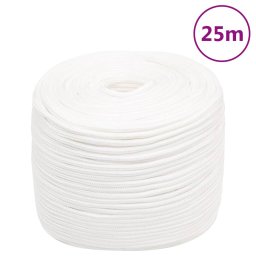 Gossi franghie de barca, alb complet, 8 mm, 25 m, polipropilena