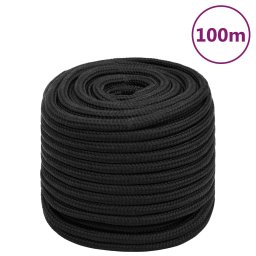 Gossi franghie de barca, negru complet, 16 mm, 100 m, polipropilena