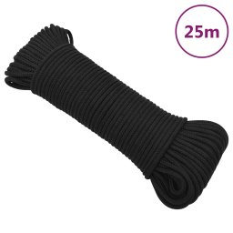 Gossi franghie de barca, negru complet, 4 mm, 25 m, polipropilena