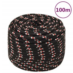 Gossi franghie de barca, negru, 12 mm, 100 m, polipropilena
