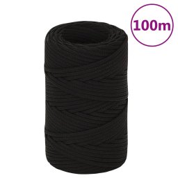 Gossi franghie de lucru, negru, 2 mm, 100 m, poliester