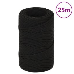 Gossi franghie de lucru, negru, 2 mm, 25 m, poliester