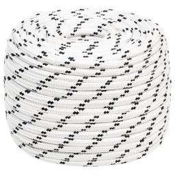 Gossi franghie impletita pentru barca, alb, 14 mm x 25 m, poliester